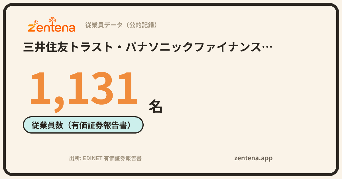 三井住友トラスト・パナソニックファイナンス株式会社の従業員データカード