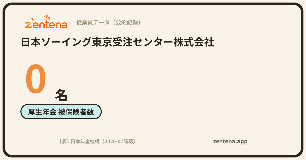 日本ソーイング東京受注センター株式会社の従業員データカード