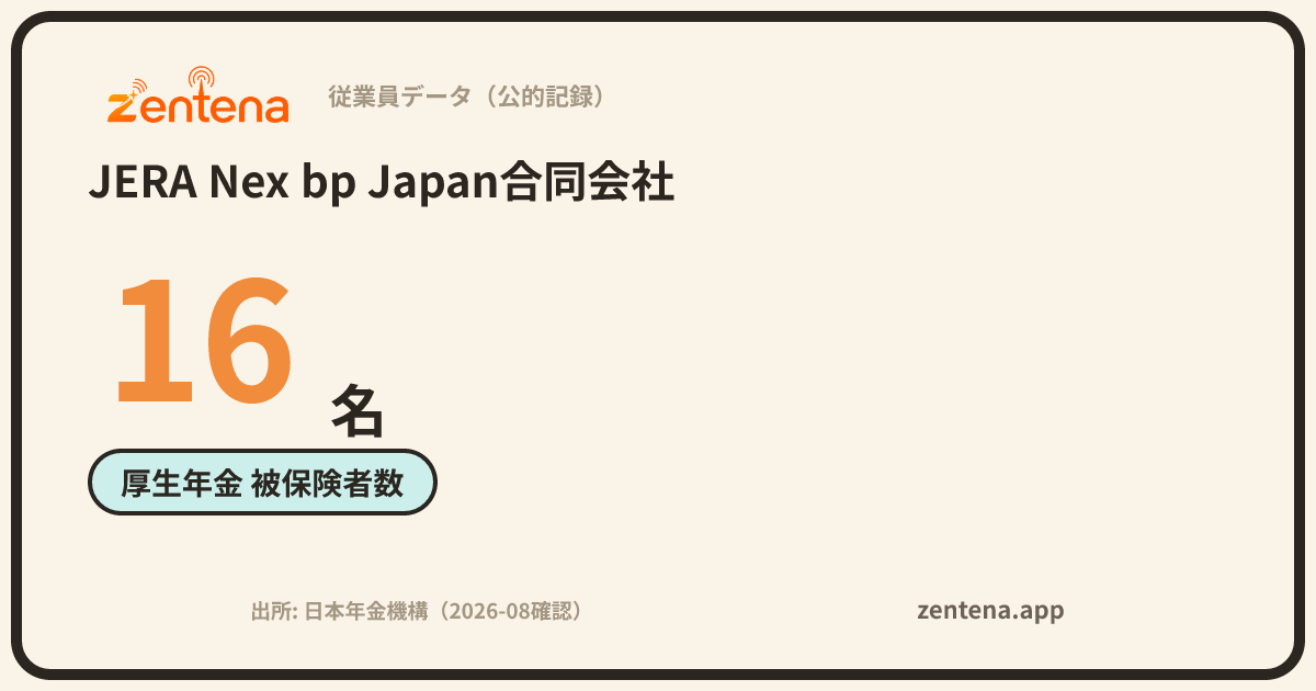 JERA Nex bp Japan合同会社の従業員データカード
