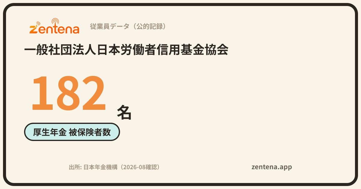 一般社団法人日本労働者信用基金協会の従業員データカード