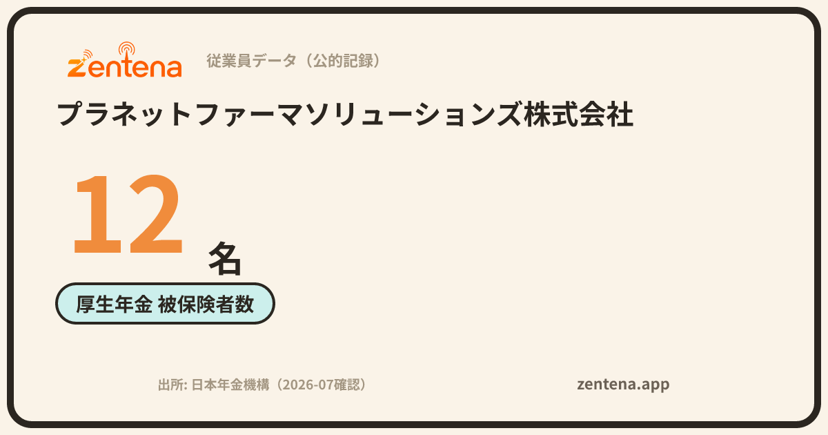 プラネットファーマソリューションズ株式会社の従業員データカード