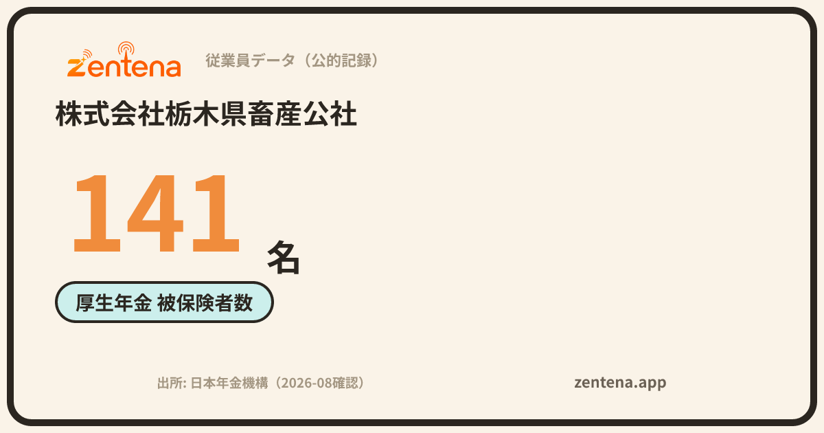 株式会社栃木県畜産公社の従業員データカード