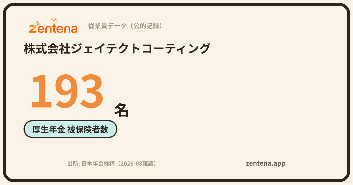 株式会社ジェイテクトコーティングの従業員データカード