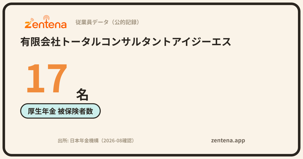 有限会社トータルコンサルタントアイジーエスの従業員データカード