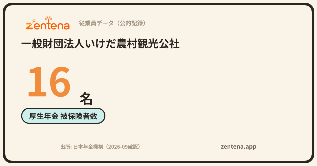 一般財団法人いけだ農村観光公社の従業員データカード