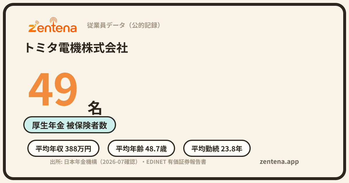 トミタ電機株式会社の従業員データカード