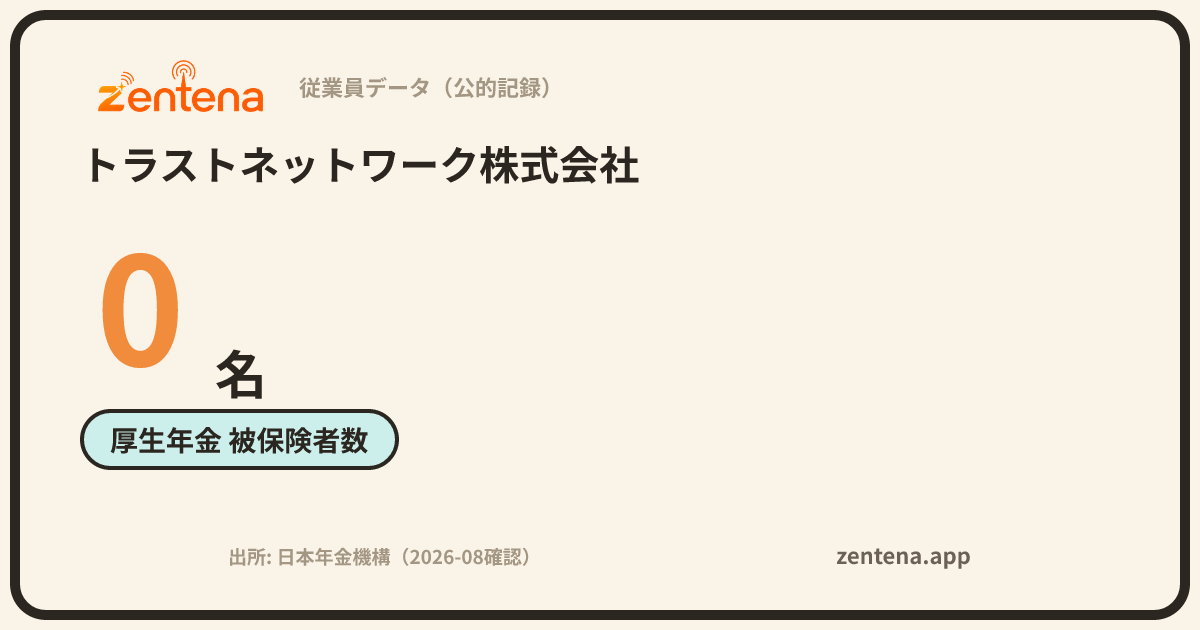 トラストネットワーク株式会社の従業員データカード