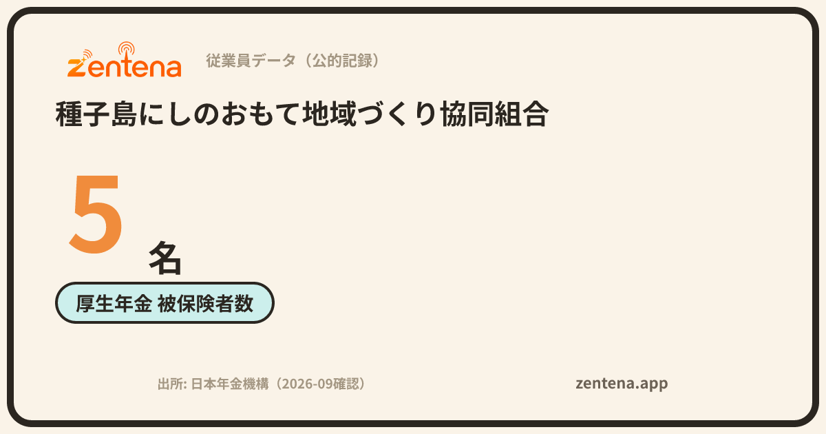 種子島にしのおもて地域づくり協同組合の従業員データカード