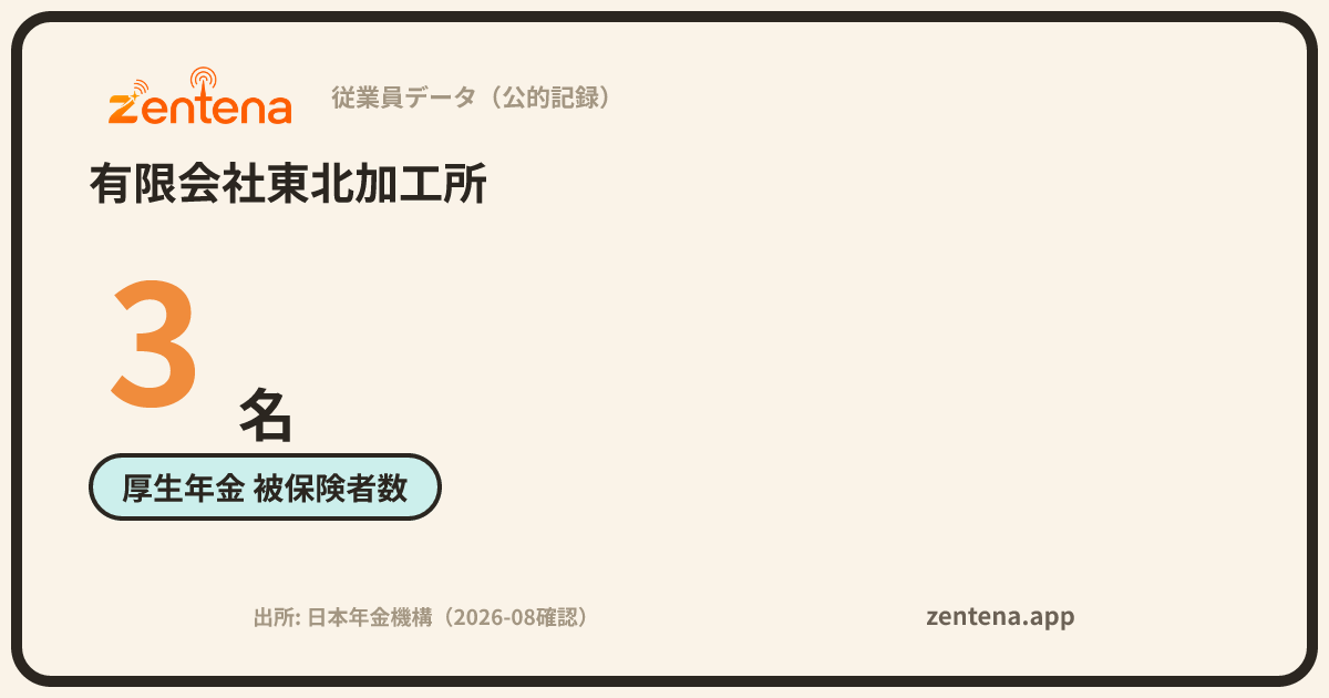 有限会社東北加工所の従業員データカード