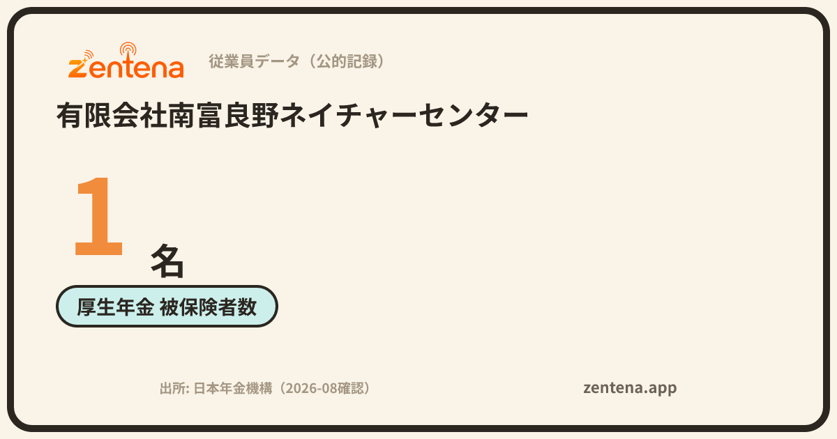 有限会社南富良野ネイチャーセンターの従業員データカード