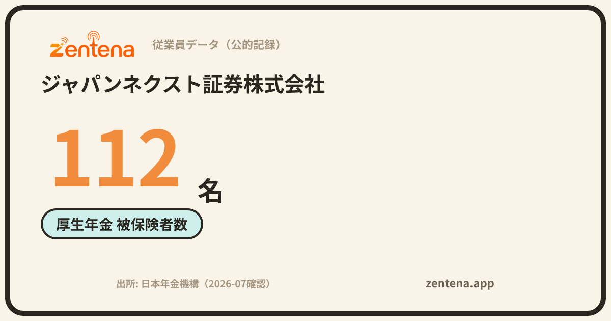 ジャパンネクスト証券株式会社の従業員データカード