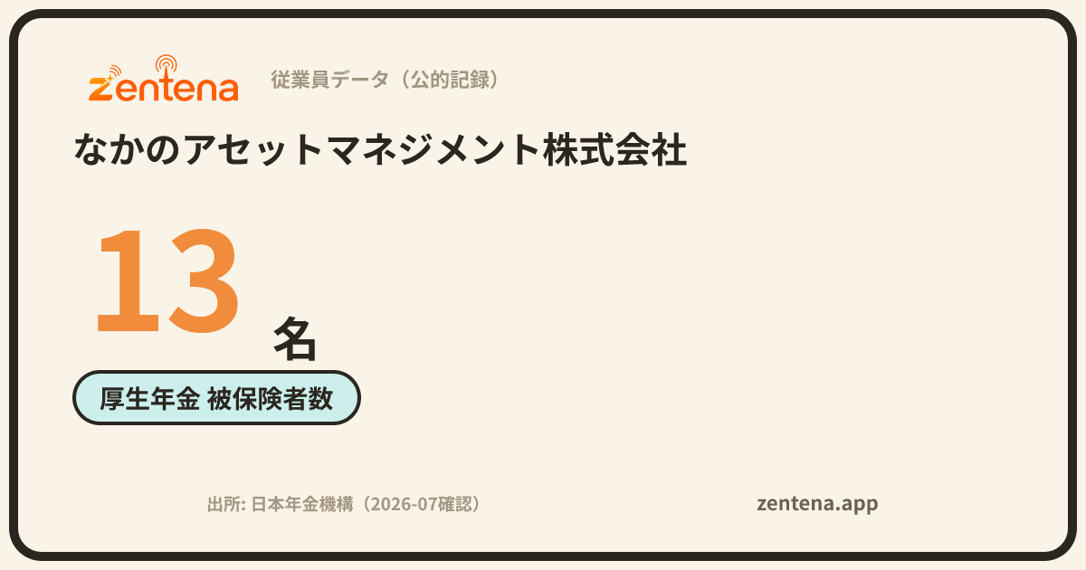 なかのアセットマネジメント株式会社の従業員データカード