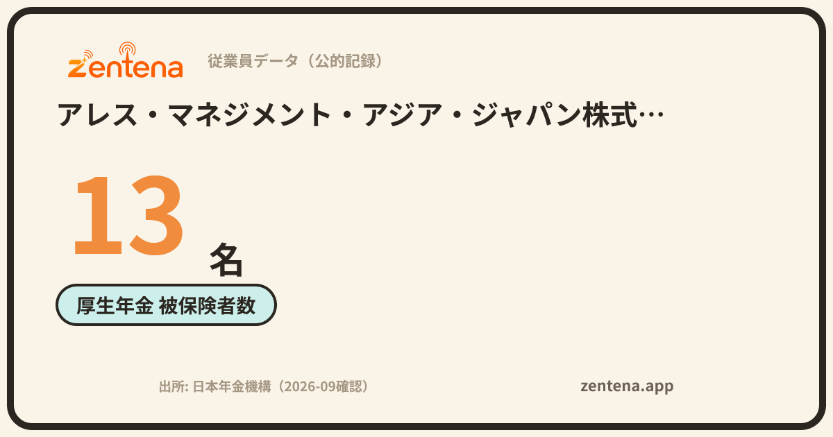 アレス・マネジメント・アジア・ジャパン株式会社の従業員データカード