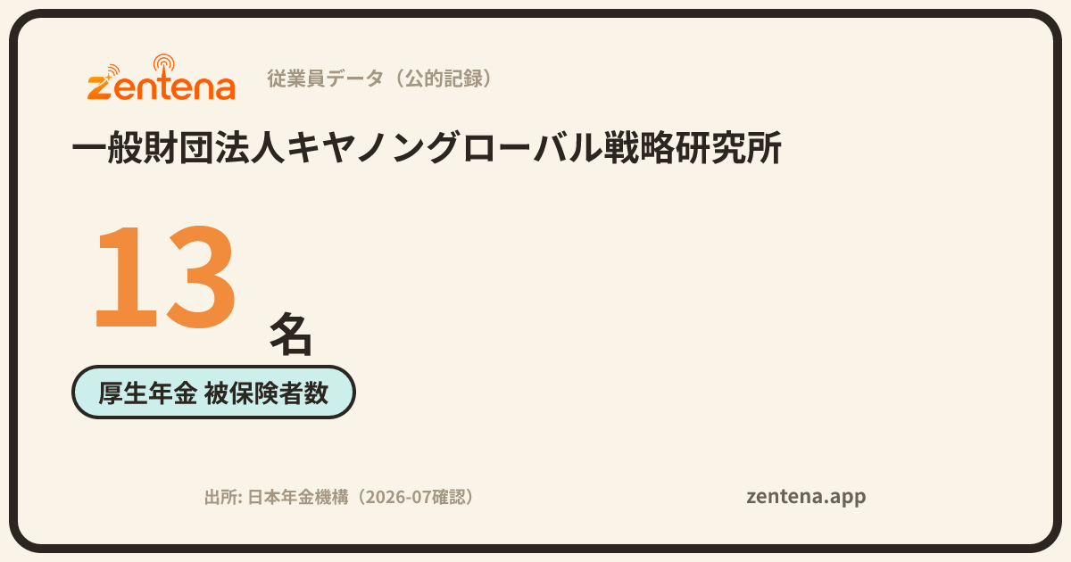 一般財団法人キヤノングローバル戦略研究所の従業員データカード