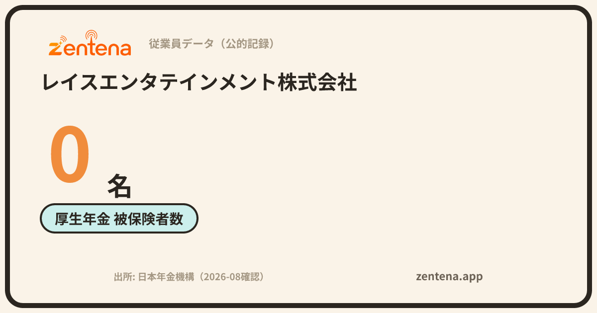 レイスエンタテインメント株式会社の従業員データカード
