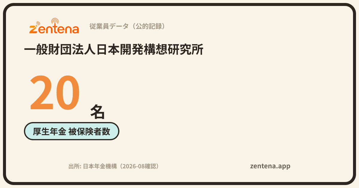 一般財団法人日本開発構想研究所の従業員データカード