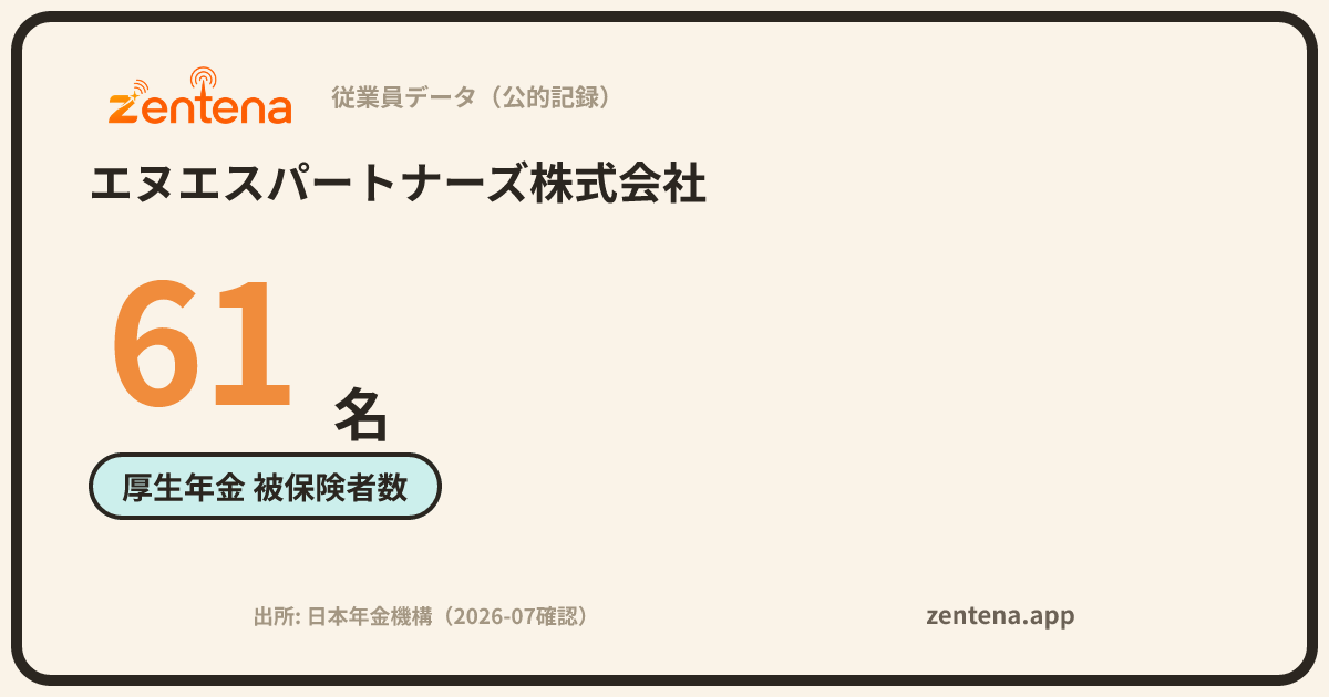 エヌエスパートナーズ株式会社の従業員データカード
