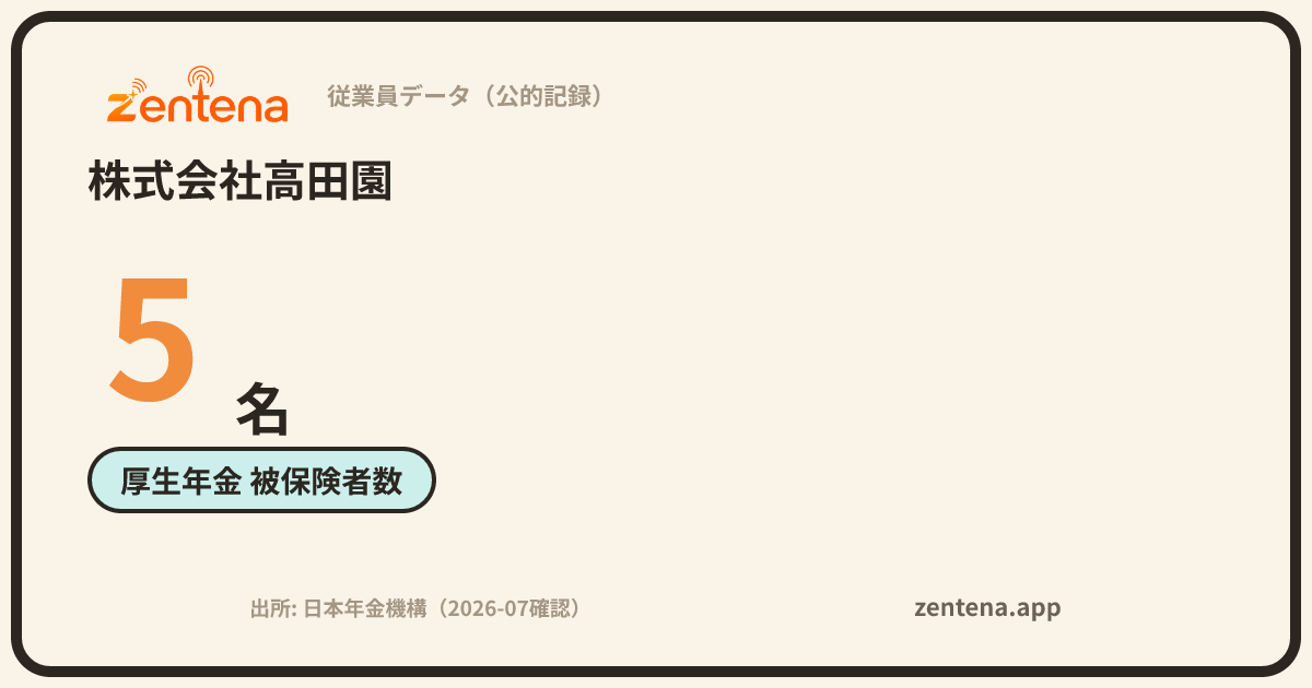株式会社高田園の従業員データカード