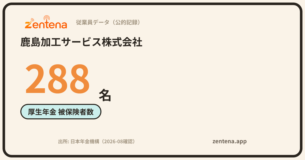 鹿島加工サービス株式会社の従業員データカード