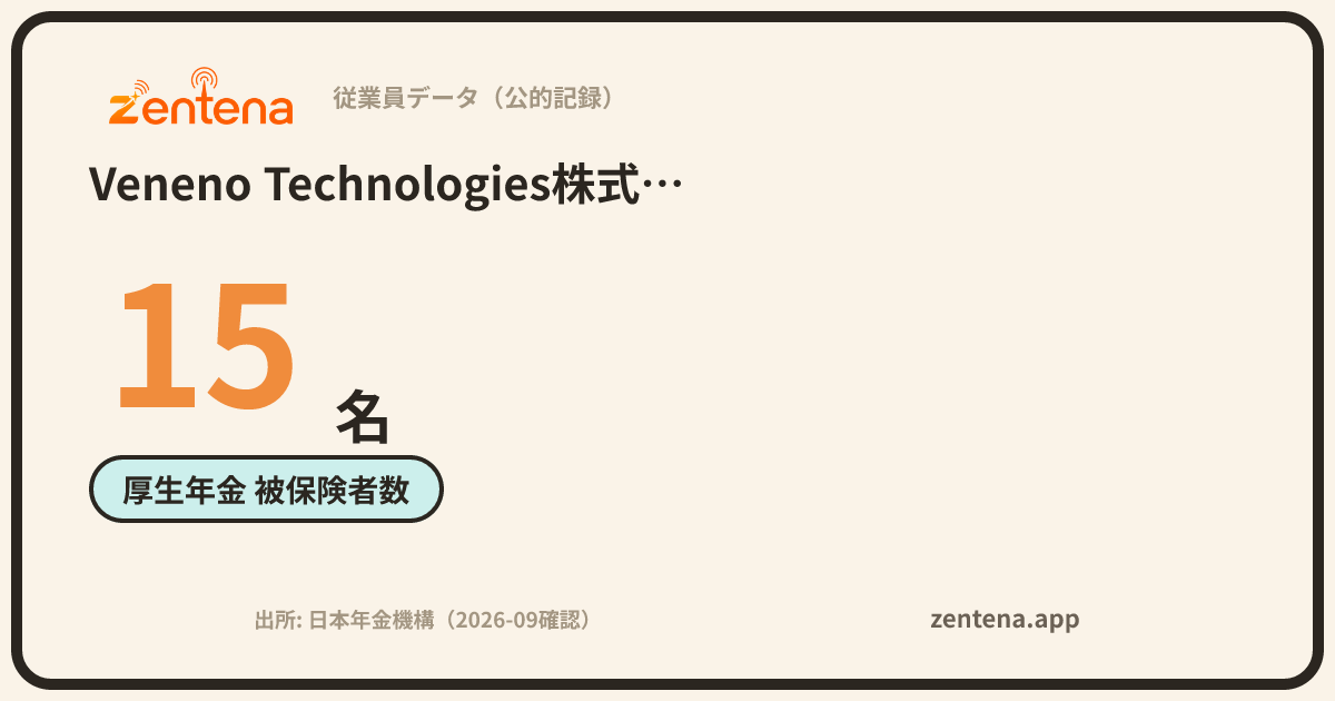 Veneno Technologies株式会社の従業員データカード