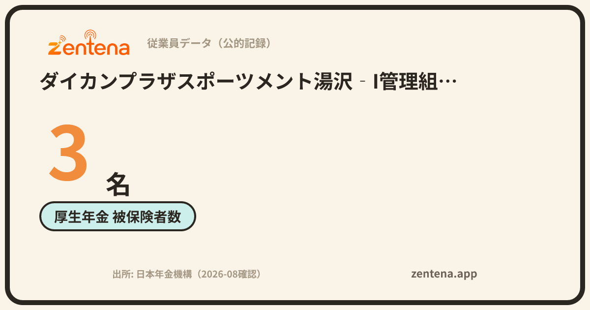 ダイカンプラザスポーツメント湯沢‐I管理組合法人の従業員データカード