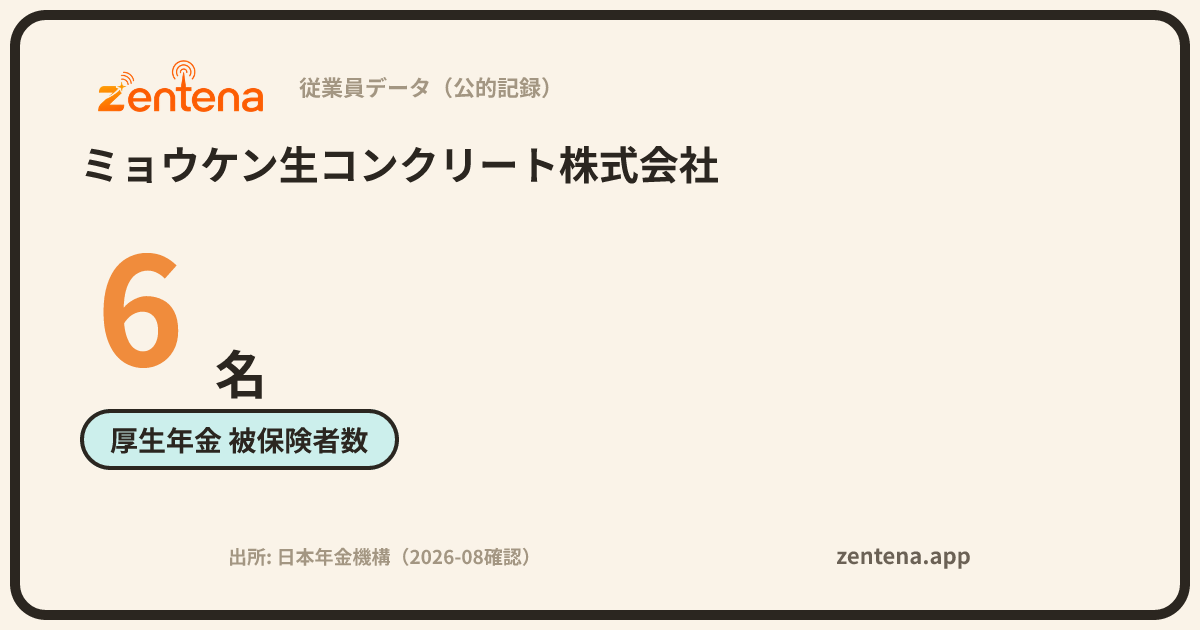 ミョウケン生コンクリート株式会社の従業員データカード