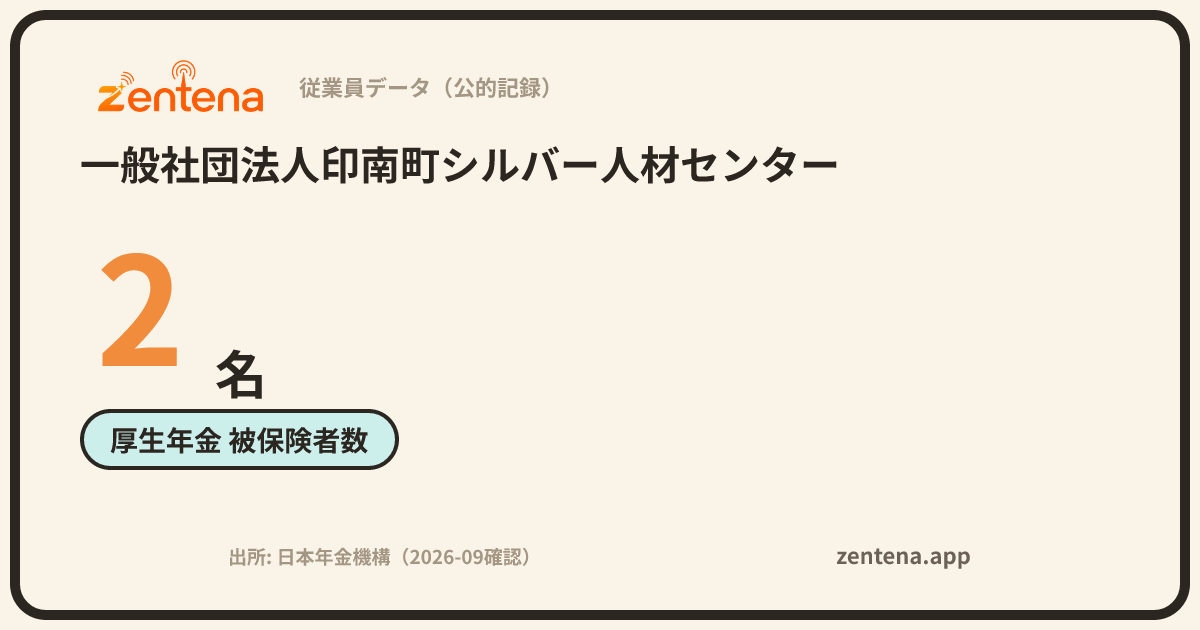 一般社団法人印南町シルバー人材センターの従業員データカード