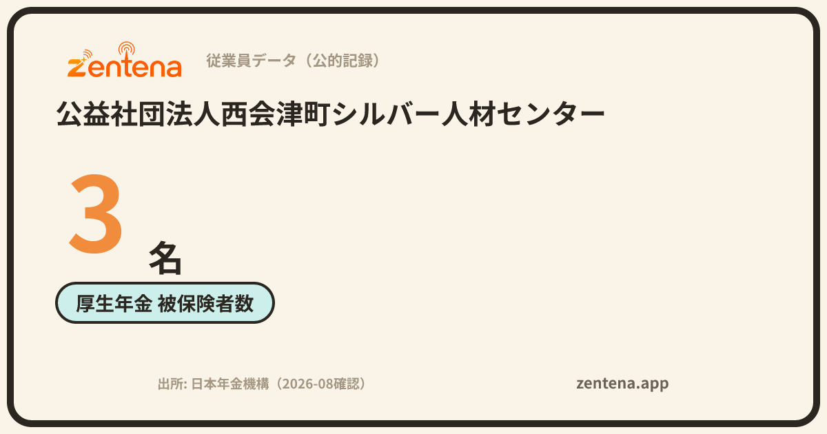 公益社団法人西会津町シルバー人材センターの従業員データカード