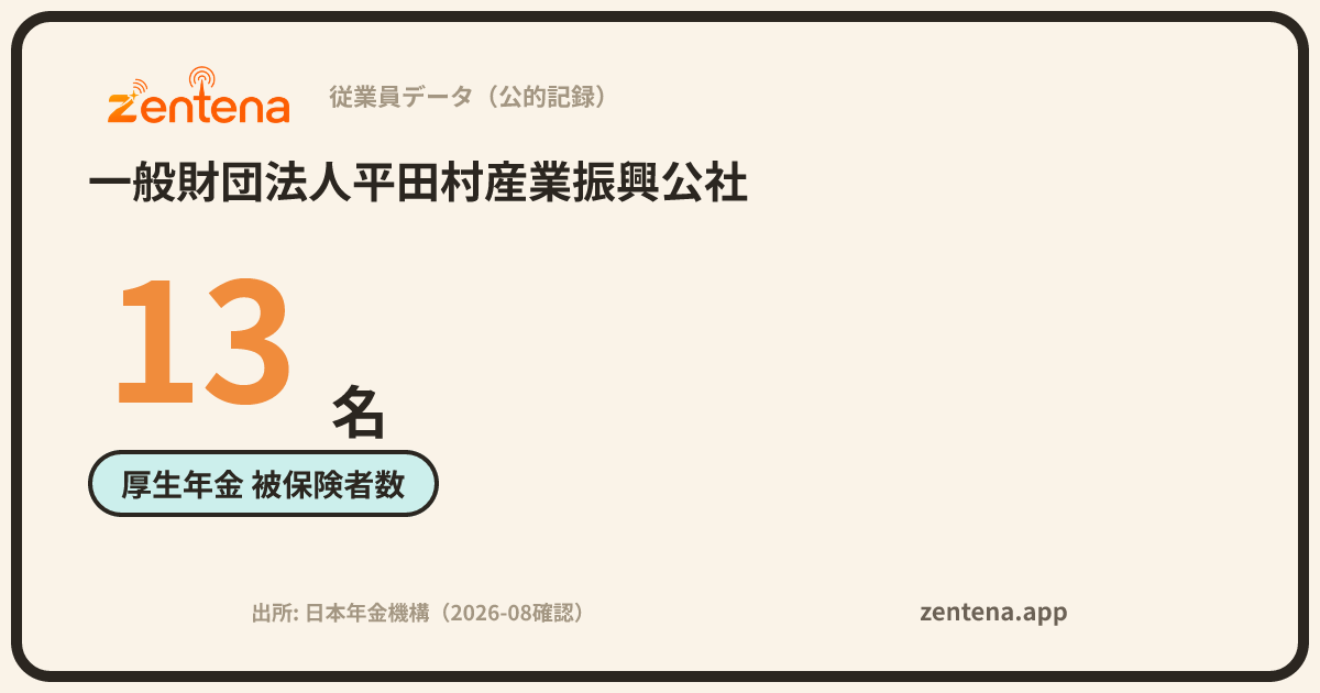 一般財団法人平田村産業振興公社の従業員データカード