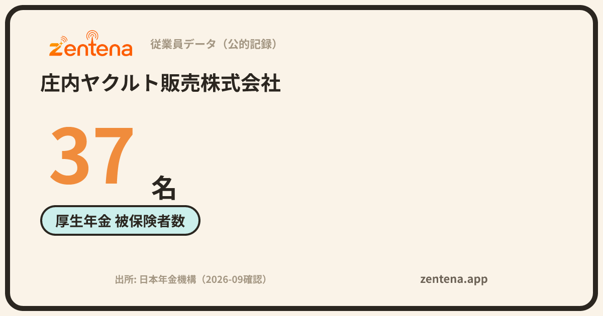 庄内ヤクルト販売株式会社の従業員データカード
