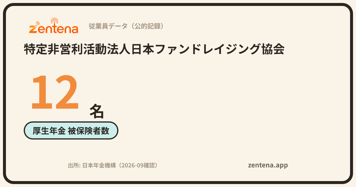 特定非営利活動法人日本ファンドレイジング協会の従業員データカード