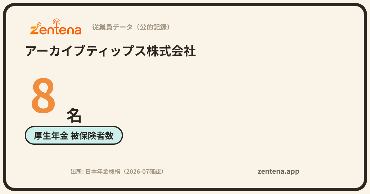 アーカイブティップス株式会社の従業員データカード