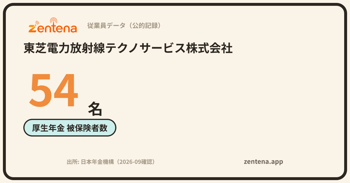 東芝電力放射線テクノサービス株式会社の従業員データカード