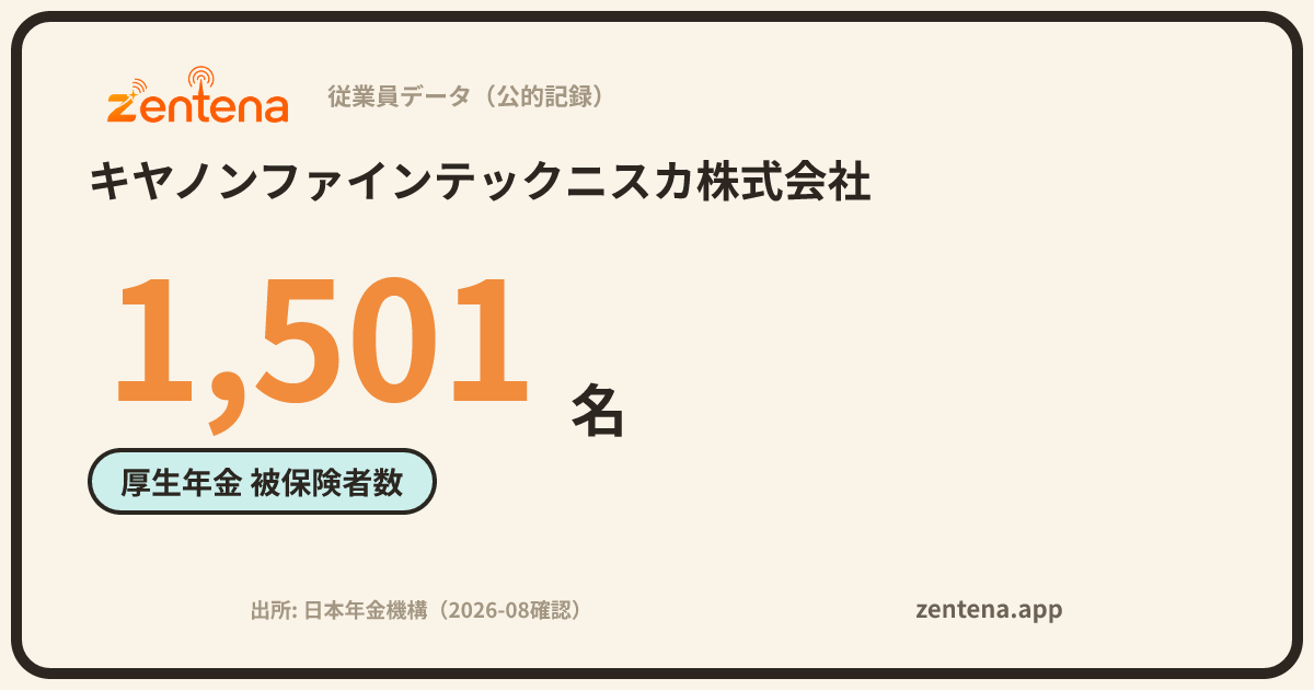 キヤノンファインテックニスカ株式会社の従業員データカード