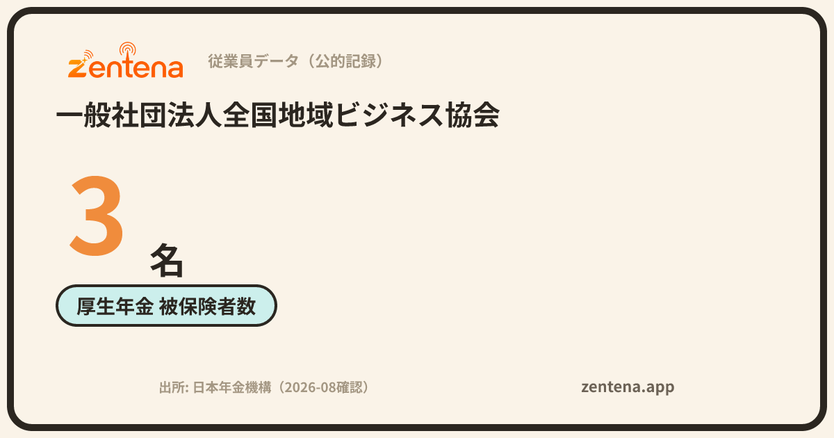 一般社団法人全国地域ビジネス協会の従業員データカード
