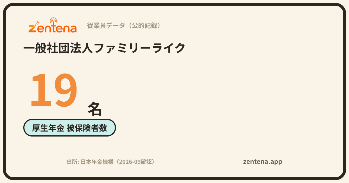 一般社団法人ファミリーライクの従業員データカード