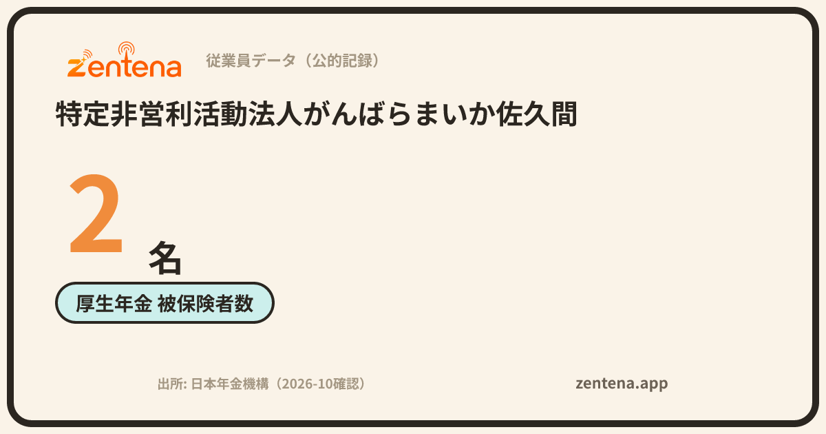 特定非営利活動法人がんばらまいか佐久間の従業員データカード