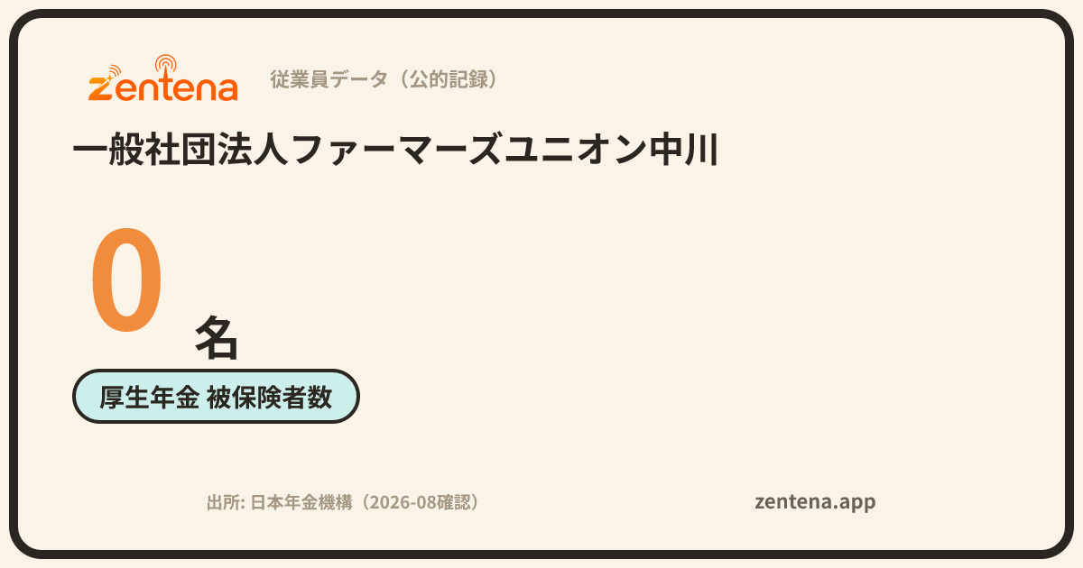 一般社団法人ファーマーズユニオン中川の従業員データカード
