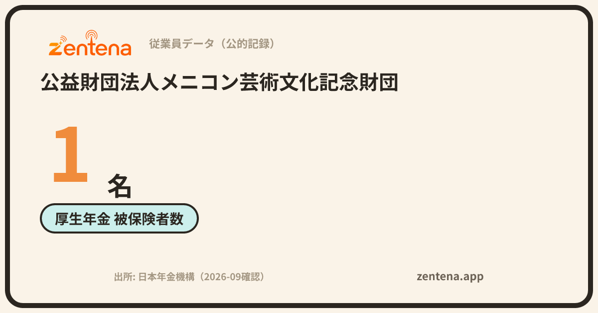 公益財団法人メニコン芸術文化記念財団の従業員データカード