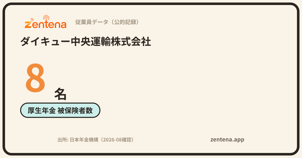 ダイキュー中央運輸株式会社の従業員データカード