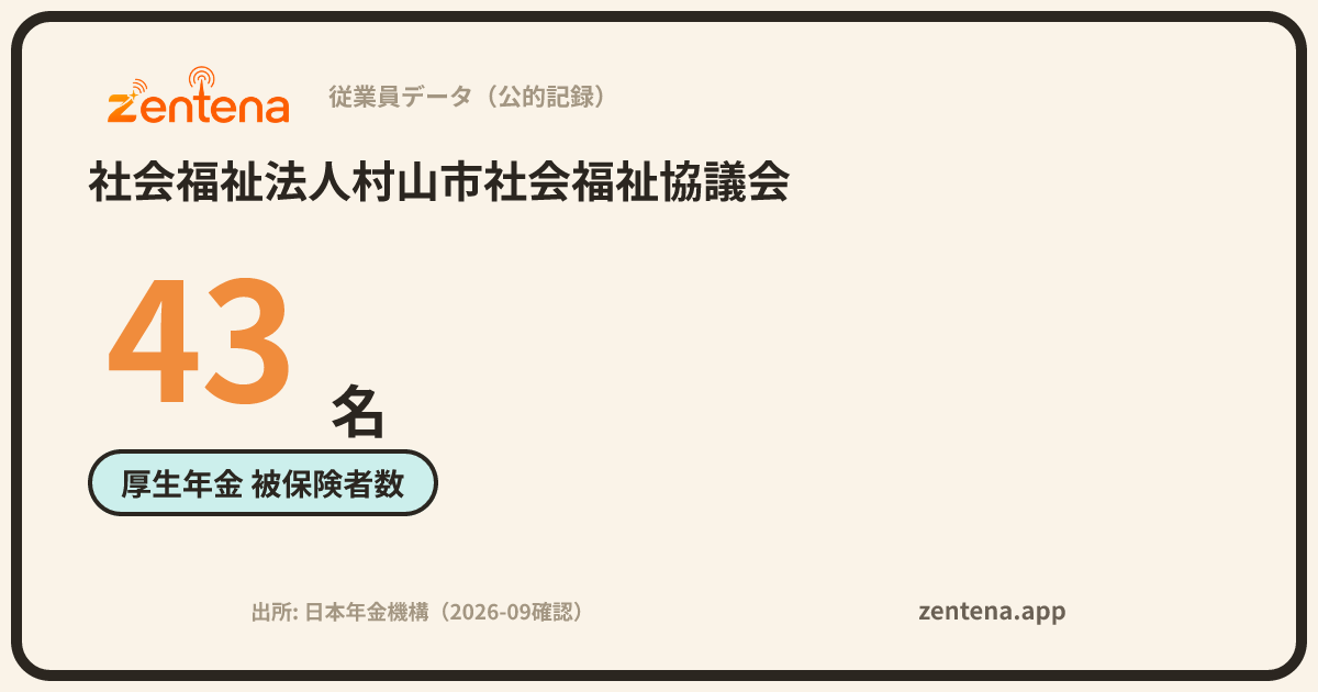 社会福祉法人村山市社会福祉協議会の従業員データカード