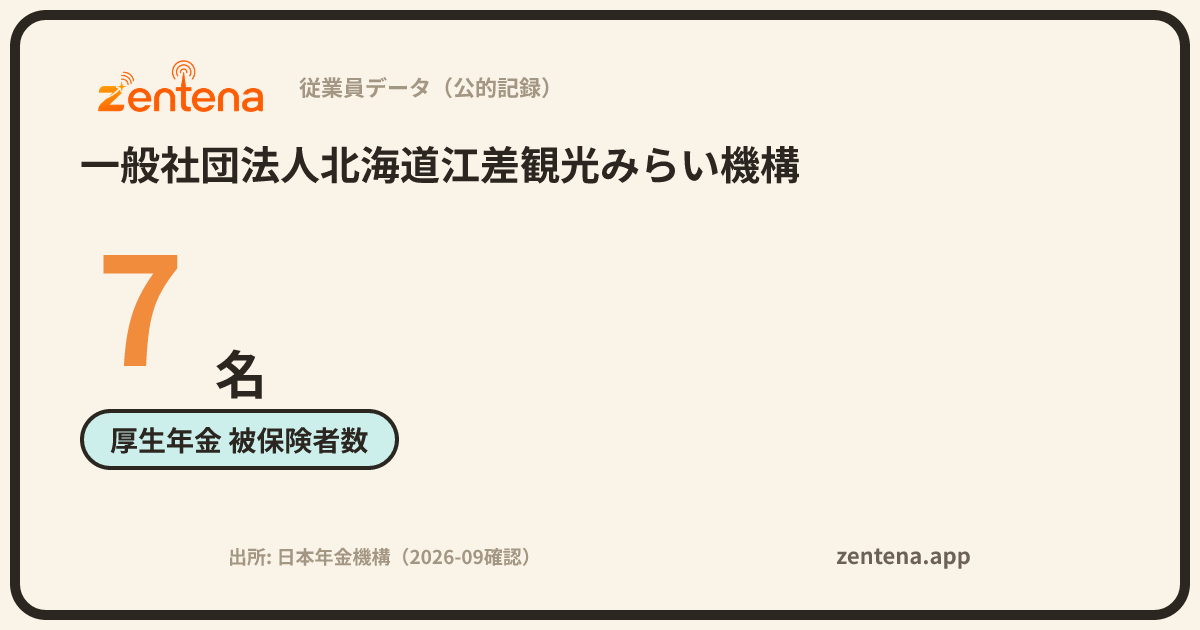 一般社団法人北海道江差観光みらい機構の従業員データカード
