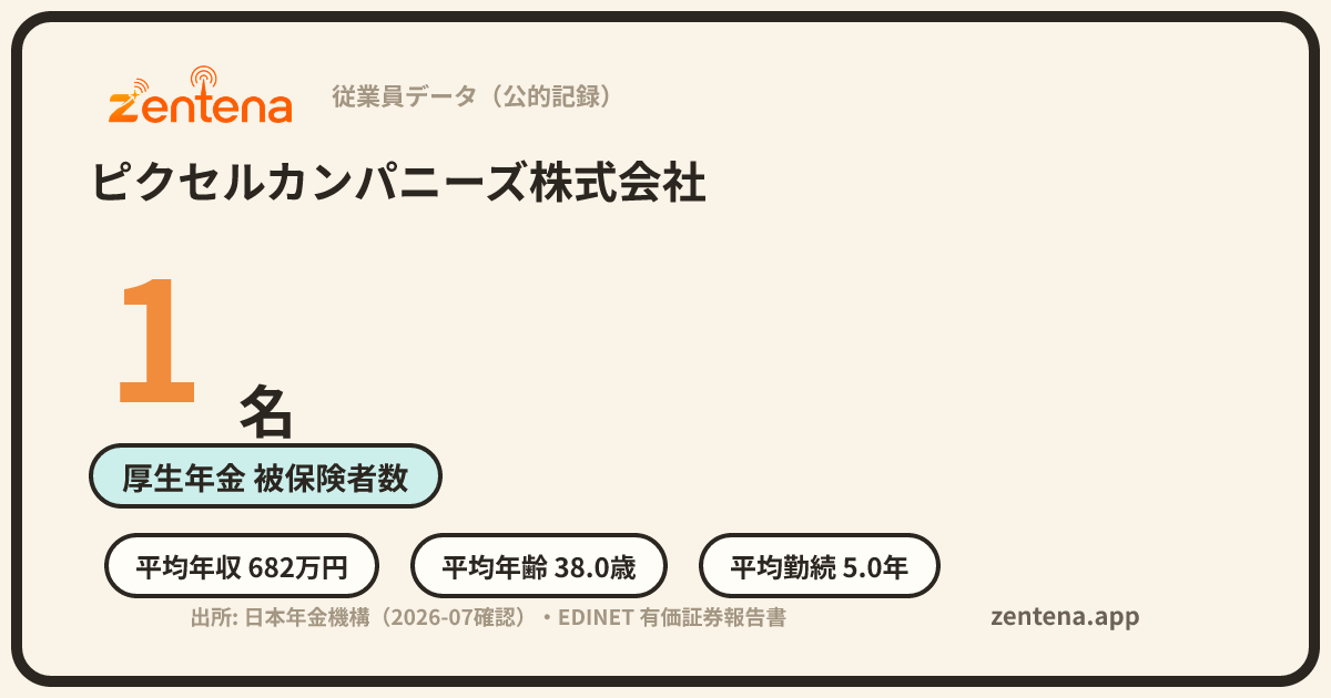 ピクセルカンパニーズ株式会社の従業員データカード