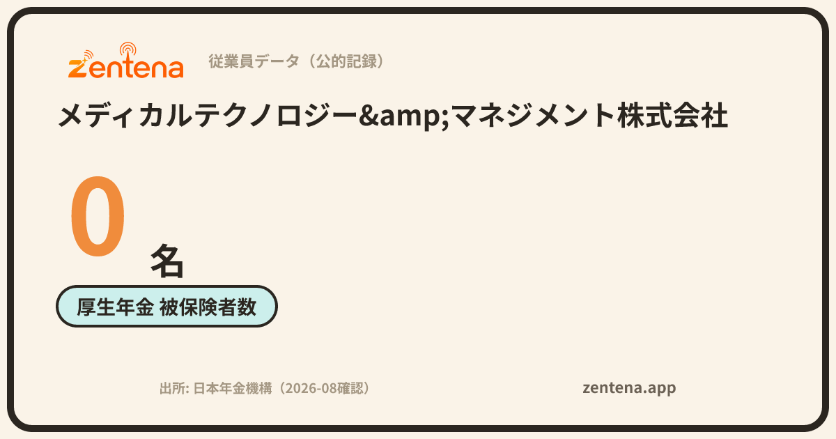 メディカルテクノロジー&マネジメント株式会社の従業員データカード