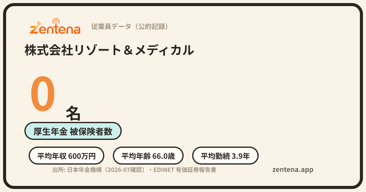 株式会社リゾート＆メディカルの従業員データカード