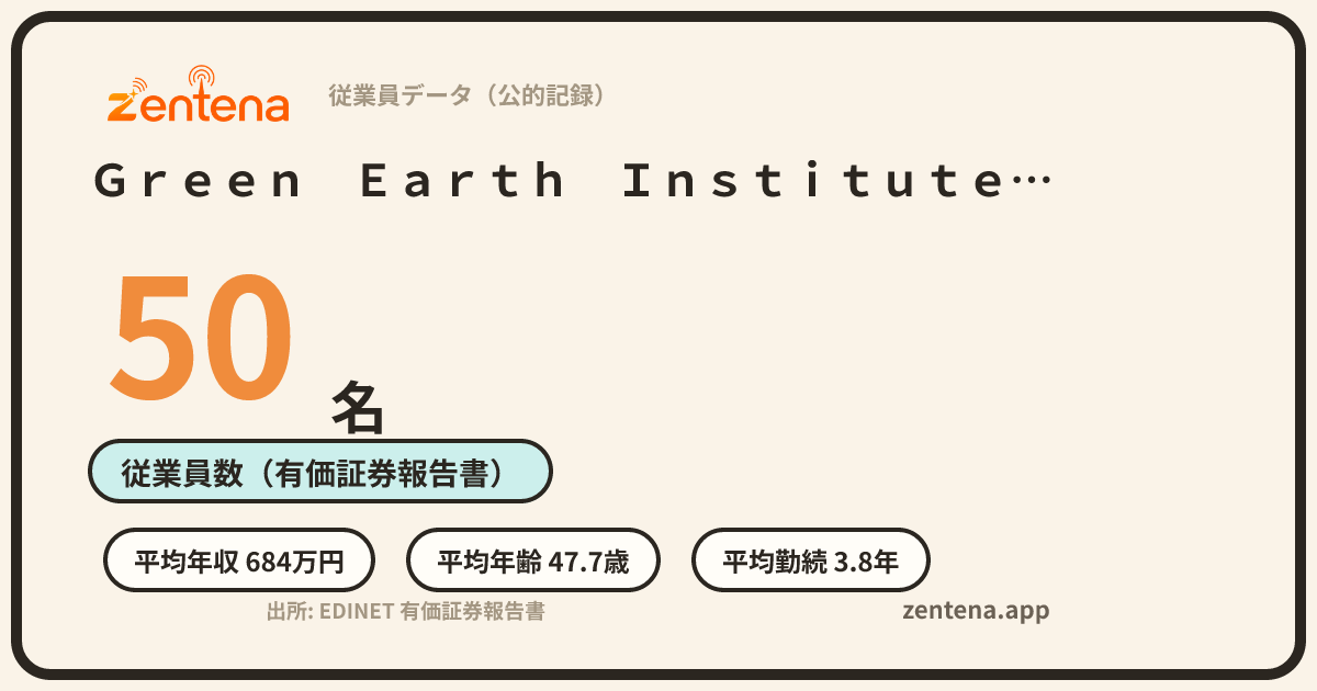 Ｇｒｅｅｎ　Ｅａｒｔｈ　Ｉｎｓｔｉｔｕｔｅ株式会社の従業員データカード