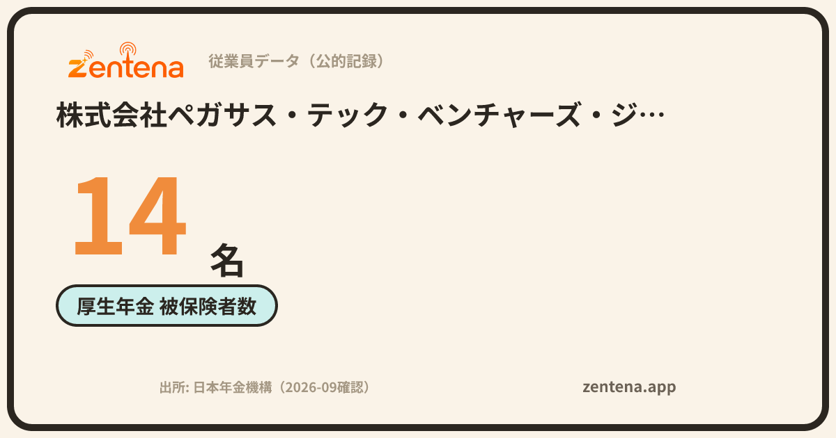 株式会社ペガサス・テック・ベンチャーズ・ジャパンの従業員データカード