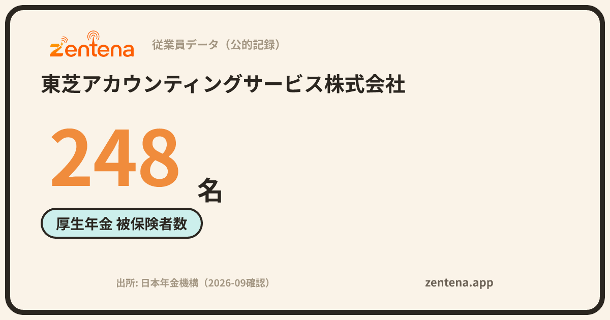 東芝アカウンティングサービス株式会社の従業員データカード