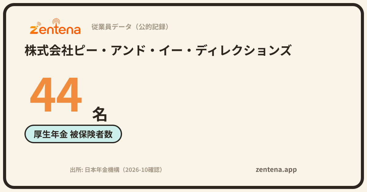 株式会社ピー・アンド・イー・ディレクションズの従業員データカード