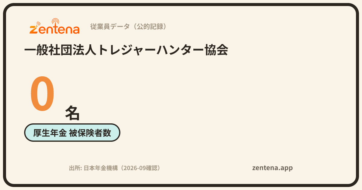 一般社団法人トレジャーハンター協会の従業員データカード